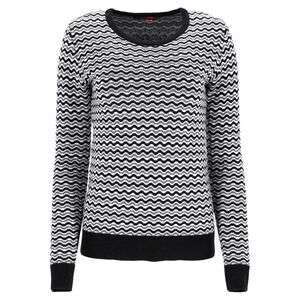 Perfect Moment Zig Zag Sweater in Black and White Merino Wool